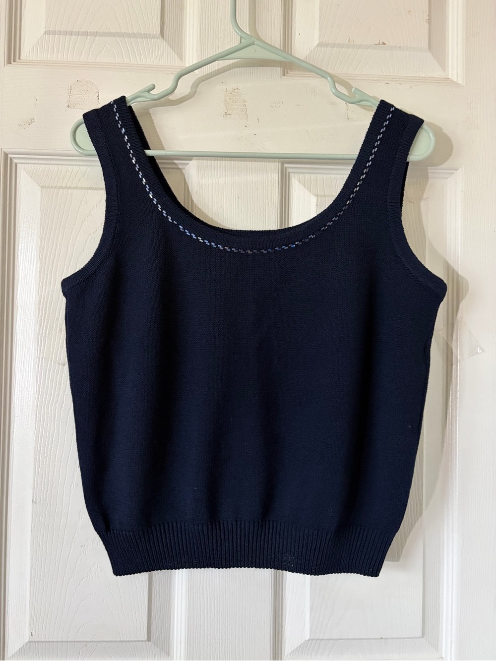 St John Evening Navy Scoop Neck Knit Tank Top - Women Sz 6